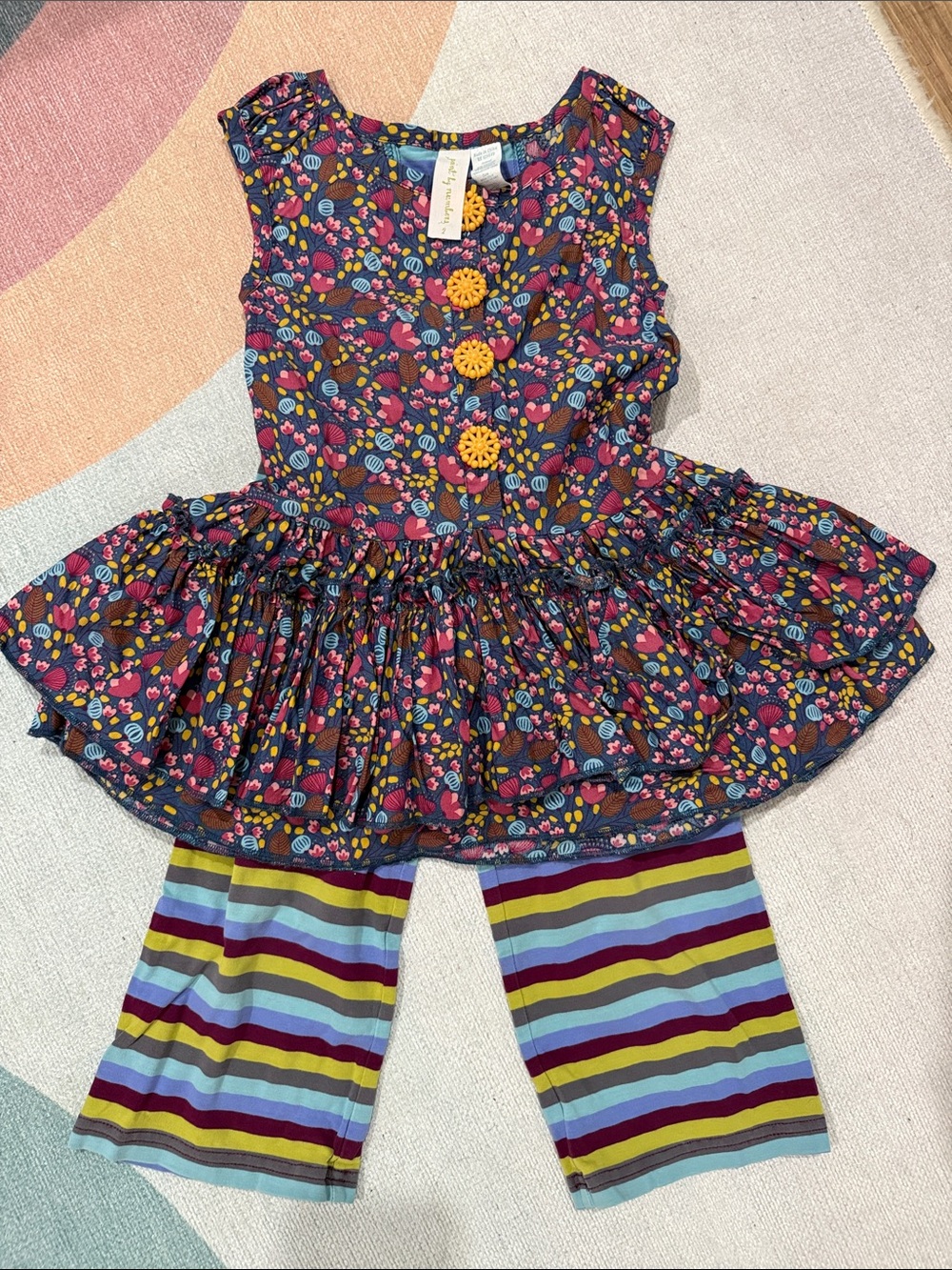 Colorful Floral Peplum Tunic with Striped Pants Matilda Jane Paint by Numbers